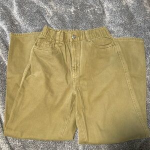 Army green straight leg jeans